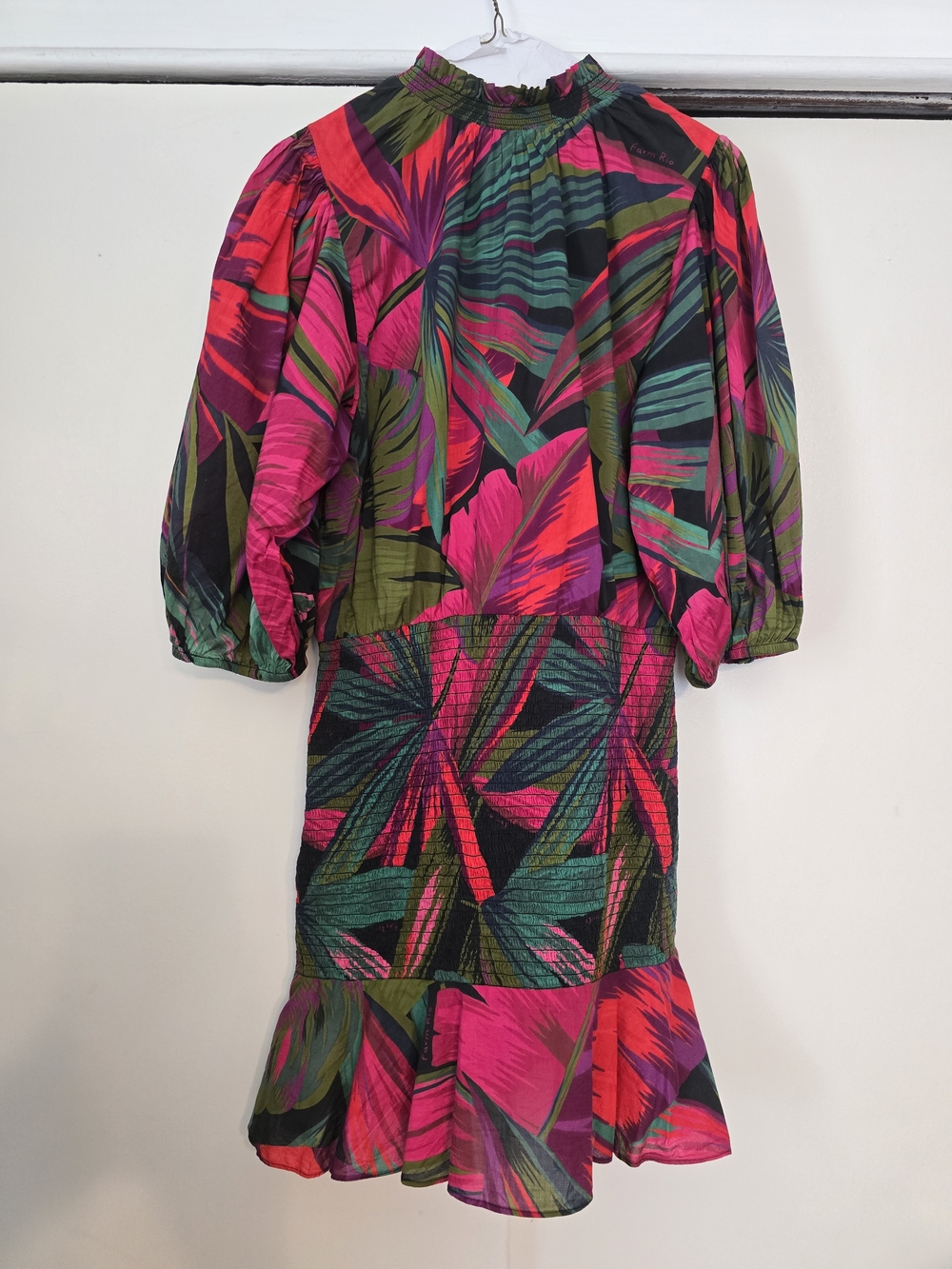Farm Rio Vibrant Tropical Print Puff Sleeve Mini Dress - Picture 3 of 6